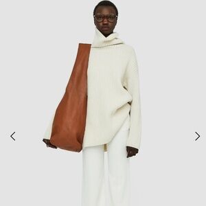 Joseph Cardigan Stitch High Neck Cowl Jumper in Ivory/ Cream- Size Small